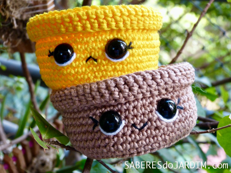 Amigurumis - Vaos de plantas - Grumpy e Sunshine